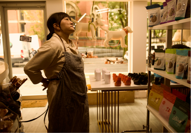 Woman in pet shop